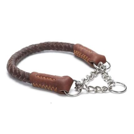 Leather-Rolled-martingale-dog-collars-With-Leash
